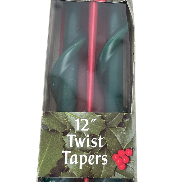 Vintage Robert Alan Candle Company Green Twisted Taper Candles 12" New In Box - Picture 3 of 6